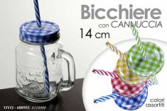 BICCHIERE IN VETRO CON CANNUCCIA PER BIBITA 14 CM