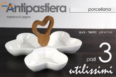 ANTIPASTIERA BIANCA CON MANICO LEGNO