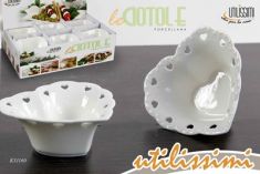 CIOTOLINA FORMA CUORE BIANCA PORCELLANA FORATA