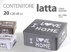 CONTENITORE QUADRATO LATTA I LOVE HOME 20X20