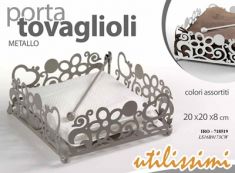 PORTA TOVAGLIOLI FERRO CON FIORI CM 20X20XH8