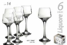 CALICI 6 PZ. PARSIFAL VETRO TRASPARENTE H. 15