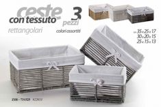 CESTE CON TESSUTO RETTANGOLARI 3 PEZZI