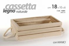 CASSETTA IN LEGNO CON MANICI 18 X 10 X H6 CM