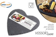 CUORE IN ARDESIA IDEALE PER SERVIRE A TAVOLA 20 X 20 CM