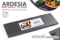 VASSOIO RETTANGOLARE IN ARDESIA NERO CM. 40X10