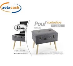 POUF IN TESSUTO GRIGIO CM 50X35X46