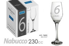 FLUTE NABUCCO 6 PZ IN VETRO TRASPARENTE cm 7xh22