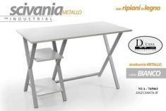 SCRIVANIA METALLO RIPIANI LEGNO COL. BIANCO