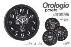 OROLOGIO DA PARETE NERO SILENZIOSO DIAM 30 CM