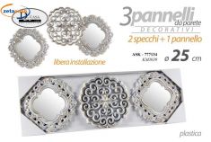 DECORAZIONE PARETE 3 PEZZI CON 2 SPECCHI