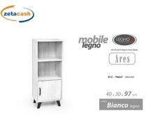 MOBILE CON 2 MENSOLE E 1 ANTA IN LEGNO BIANCO CM 40X30X97
