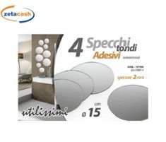 SET 4 SPECCHI ADESIVI TONDI D15CM SPESSORE 2MM