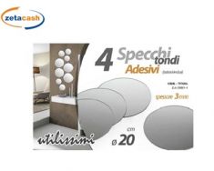 SET 4 SPECCHI ADESIVI TONDI D20CM SPESSORE 3MM