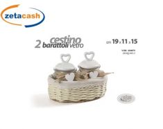 BARATTOLI IN VETRO 2 PEZZI CON CESTO VIMINI