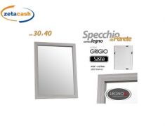 SPECCHIO CON CORNICE IN LEGNO GRIGIO CM 30x40
