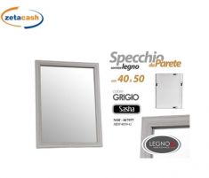 SPECCHIO CON CORNICE IN LEGNO GRIGIO CM 40X50