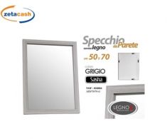SPECCHIO CON CORNICE IN LEGNO GRIGIO CM 50X70