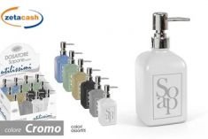 DOSATORE SAPONE LIQUIDO QUADRATO 450 ML COLORI ASSORTITI