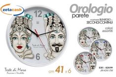 OROLOGIO TESTE DI MORO CON SFONDO BIANCO 41X6 CM