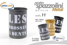 PORTASPAZZOLINI CILINDRICO METALLO H 11 D 8 CM ASS