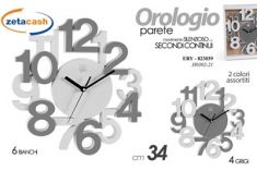 OROLOGIO DA PARETE EFFETTO LEGNO D 34 CM ASS