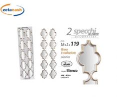 SET 2 SPECCHI DA PARETE DECORATIVI EFF LEGNO BIANCO H119CM