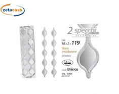 SET 2 SPECCHI PARETE DECORATIVI GOCCE EFF LEGNO SHABBY BIANC