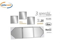 SPECCHIO QUADRATO CON BORDO BIANCO SET 3 PEZZI 25 X 25 CM