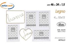 CORNICE PORTAFOTO 4 PORTAFOTO 10X15 METALLO ORO