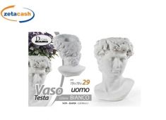 VASO TESTA UOMO GESSO BIANCO H29X19X19 CM