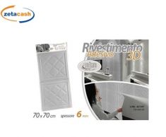 RIVESTIMENTO ADESIVO 3D 6MM 70X70CM EFF GESSO ROMBI BIANCO