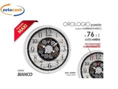 OROLOGIO DA PARETE CON BORDO BIANCO MACCHINARI A VISTA 76 CM