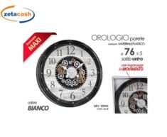 OROLOGIO DA PARETE NERO CON MACCHINARI A VISTA 76 CM