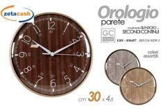 OROLOGIO DA PARETE EFFETTO LEGNO ASS D31CM