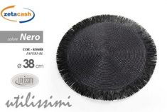 SEGNAPOSTO TONDO TESSUTO NERO D38 CM