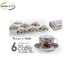 SET 6 TAZZINE CON PIATTO PORCELLANA TERRA E SOLE 80 CC ASS