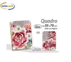 QUADRO IN TELA 70X50CM 2ASS FIORI ROSA E MARGHERITE