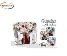 QUADRO TELA 45X45CM DONNA FIORI COLORATI ASS