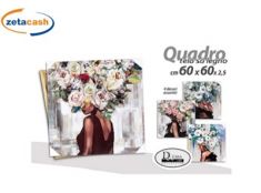 QUADRO IN TELA CON DONNA CON CAPO FLOREALE 60 X 60 CM
