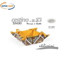 CESTINO PORTAPANE TESSUTO TERRE E SOLE 20X20XH9 CM