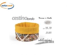 CESTINO TONDO IN TESSUTO TERRE E SOLE H 19 D 19 CM