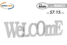 SCRITTA WELCOME IN LEGNO BIANCO 57 X 15 X 2 CM