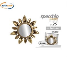 SPECCHIERA CON CORNICE IN PLASTICA FORMA GIRASOLE ORO