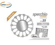 SPECCHIO CON CORNICE IN PLASTICA BIANCA DIAMETRO 35 CM