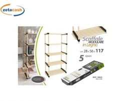 SCAFFALE MODULARE 5 RIPIANI LEGNO H117XL56XP28CM