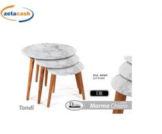 TAVOLINO ELIT BIANCOMARMO GAMBE LEGNO H52 D53 CM