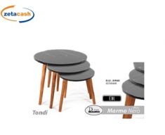 TAVOLINO ELITE NEROMARMO GAMBE LEGNO H 44 D 30 CM