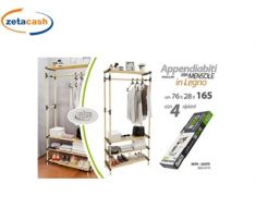 APPENDIABITI CON 4 MENSOLE IN LEGNO 76X28XH165 CM