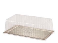 COPERCHIA TRASPARENTE in PLASTICA per VASSOIO PRESTIGE. 25 x 14,5cm. - H. 13 cm